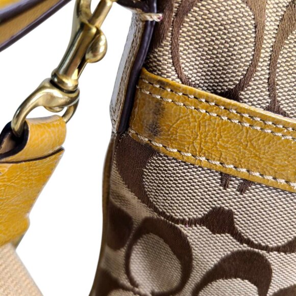 COACH Signature Canvas small crossbody bag in tan with turnlock - Picture 7 of 9